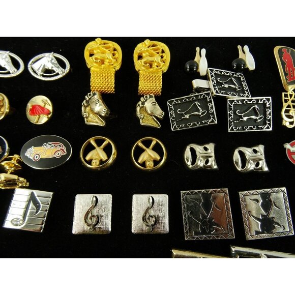 Huge Lot of Cufflinks 33 Pairs Vintage and Designer Cuff Links w Tray - Picture 3 of 7